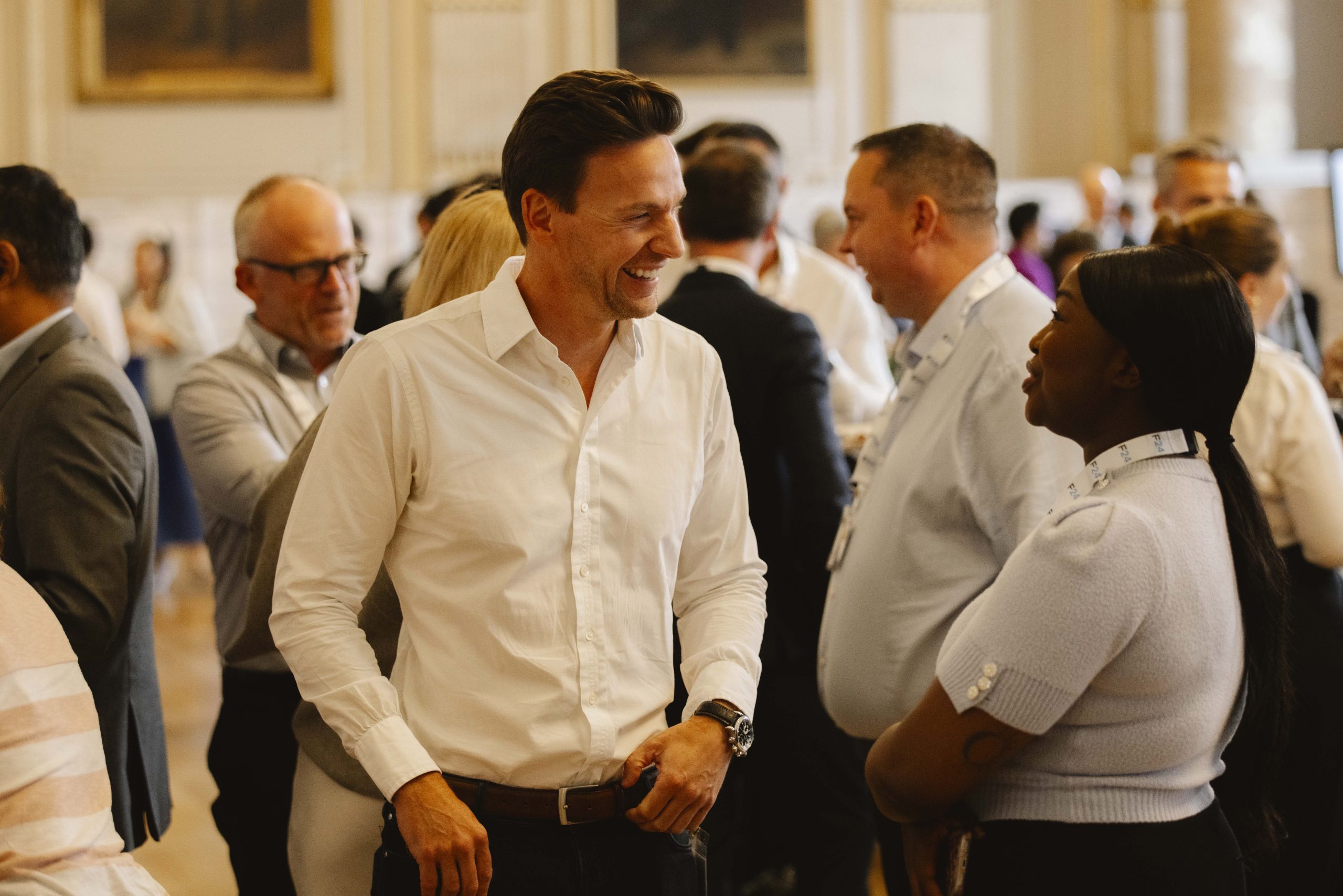 Focused business conversation at the conference